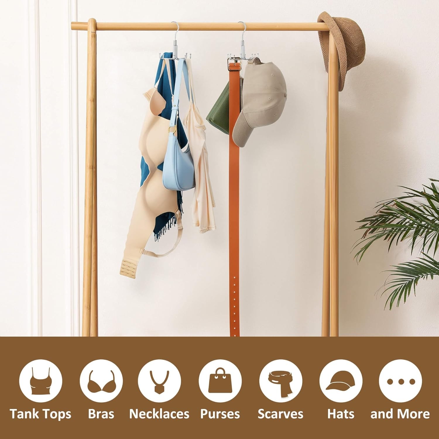 ZEDODIER Tie Hanger for Closet, Rotatable Tie Organizer for Men with 8 Hooks, He