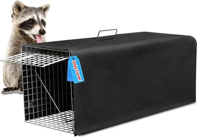 Live Animal Trap Cage Cover, Cat Trap for Stray Cats 32 Inch Folding Skunk Trap