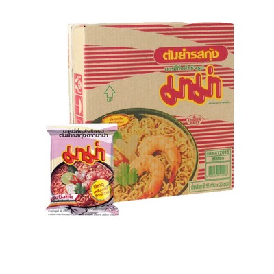 Mama instant noodles Tom Yum Kung flavor Ready to eat  box of 55g x 30 packets
