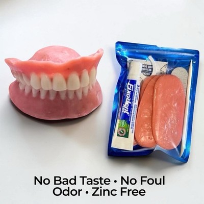 Denture Reliner Kit Full & Partial Dentures Odorless Tasteless Zinc Free