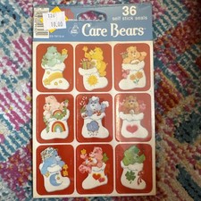 Vtg Sealed 1984 Care Bears 3 Sheets Christmas American Greeting stickers sticker