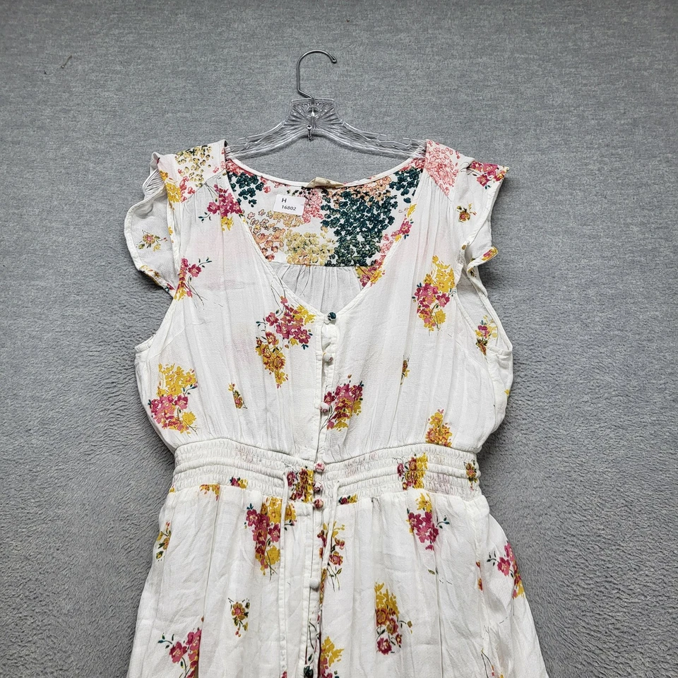 Lucky Brand Women Dress M White Felice Floral Fit & Flare Hi Low Short Sleeve - Image 4 of 4