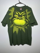 Dr. Seuss The Grinch AOP size XL vtg y2k graphic t-shirt green big front print