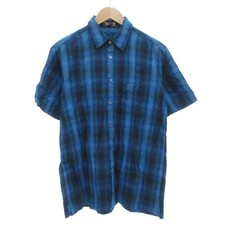 DAKS Plaid Short Sleeve Shirt Blue M Embroidered Logo Casual Used