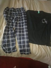Men's 2-Piece Pyjama Set Size 2XL Black Shirt with Cheak Pyjama