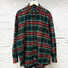 Vintage Polo Ralph Lauren The Big Oxford Plaid Button Down Shirt Large Red Green