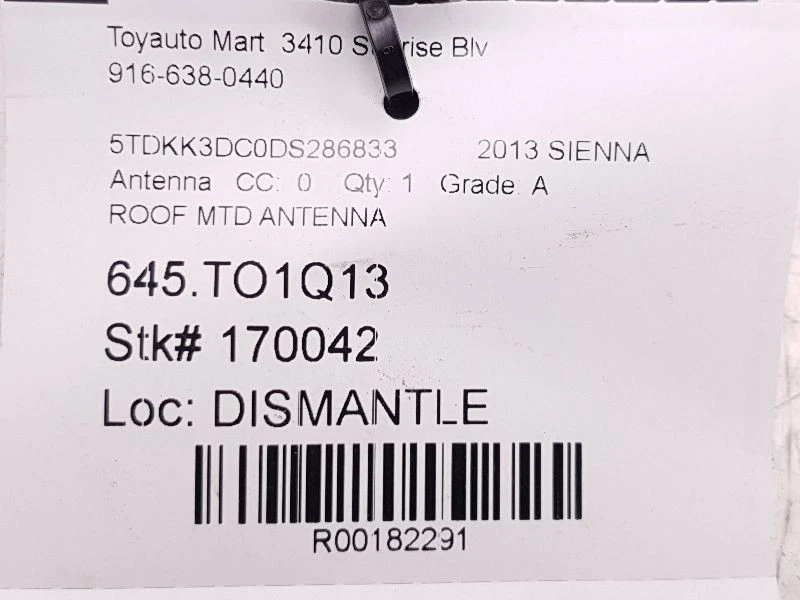 Toyota Sienna 2013 antena montada en el techo Foto 3 de 4