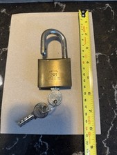 Vintage Secure Padlock .Brass. 2 Keys. Made In England. Pat 840994