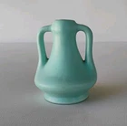 HAEGER EARLY ARTS & CRAFTS ART POTTERY MATTE AQUA MINIATURE 2 HANDLE VASE