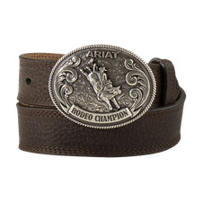 Ariat Youth Boy's Brown Leather Rodeo Buckle Western Belt A1305802