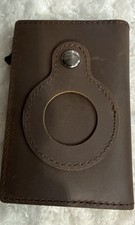 For Airtag Wallet Case Genuine Leather Credit Card Holder Magnetic Air Tag Cover