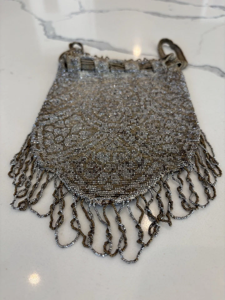 Bolso Antiguo Art Deco Vintage Damas Patrón Cuentas, Impresionante Raro Estilo Genuino Foto 2 de 4
