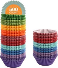 500 Count Standard Colorful Cupcake Liners, Muffin Liners for Baking, Food