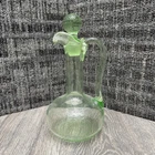 Uranium Depression Glass Cruet Decanter Vintage Vaseline Glass Pitcher UV Glow