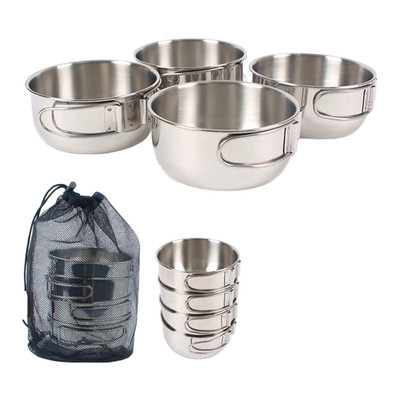 Tragbare faltbare Schüssel aus Stahl 304 650ml 500ml Doppelte Dime Optionen