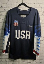 Nike 2018 Mens Team USA Olympic Hockey Jersey Red White Blue Sleeves Small.