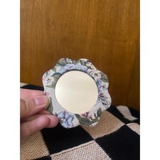 Small Fabric Covered Handheld Pocket Mirror