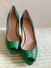 Georgeus Leather BALLY Platform Court Shoes, Size 3.5 Uk, EU 37.05