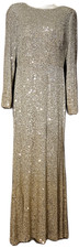 ELIZA J Ombre Gold to Silver Sequin Gown Dress Size 12 Sheath Long