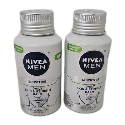 2 TWO Nivea Men Sensitive Daily Skin & Stubble Balm Cedar & Sage Scent 4.2 Oz