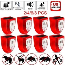 1-8 Pack Solar Sound and Light Alarm Motion Sensor 129db Outdoor Security Siren