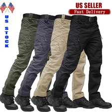 US Men's Work Cargo Pants Waterproof Tactical Combat Pants Outdoor Hiking Pants