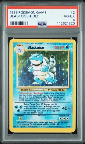 1999 POKEMON BASE SET UNLIMITED #2 BLASTOISE-HOLO PSA 4