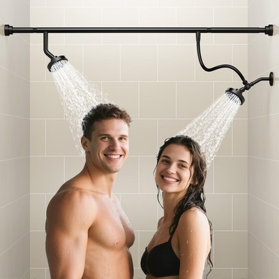 NTPN Dual High Pressure Shower Head for Couples, Black, Spa Design