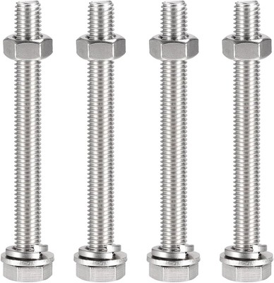 M10 x 100 mm Sechskantschrauben Schrauben, Muttern, Flach- und Sicherungsscheiben Kits, 304 Stahl 4