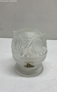 Vintage Fenton clear glass owl fairy lamp