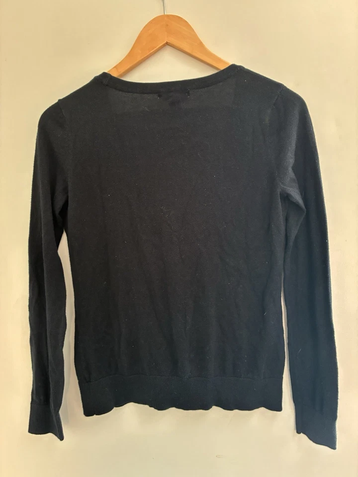 Cárdigan de manga larga Forever 21 negro liso de algodón transparente con botones delanteros S Foto 4 de 4