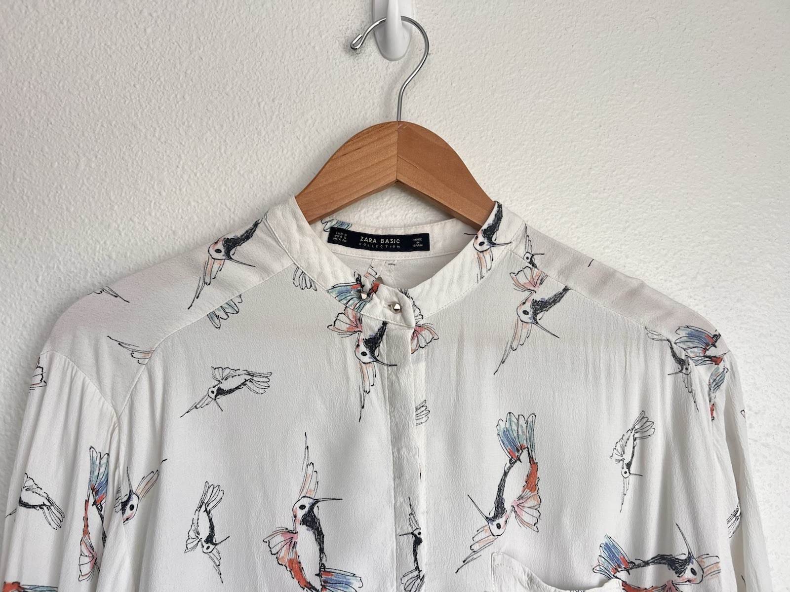 Zara Basic Women's Small Button Front Roll Tab Sl… - image 2