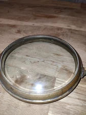 Antique Clock Case Glass Door Brass Bezel Convexed W/Bevel 12.4cm, 13.3cm Fit