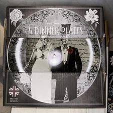 Harvest Green Studio Halloween Skeleton Dinner Plates Black Set of 4 