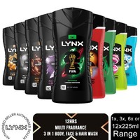 Lynx Shower Gel 12 Hours of Refreshing Fragrance 225ml, 1, 3, 6 & 12 Pack