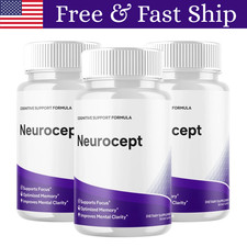 3 Pack Neurocept Nootropic All Natural Formula Brain Supplement 60 Capsules.