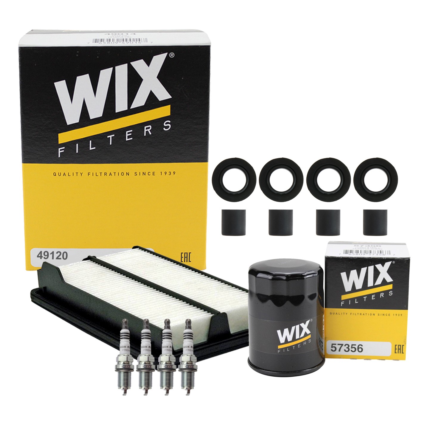 Wix Tune Up Kit NGK 4 Spark Plug  Coil Boot Kit for Element SC LX EX 2.4 L4 Gas