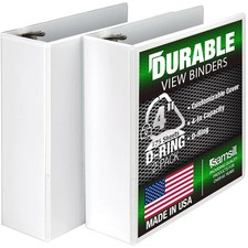 Durable 4 Inch 3 Ring Binder, Made in USA, D Ring Binder, FSC 100 Recycled Chip
