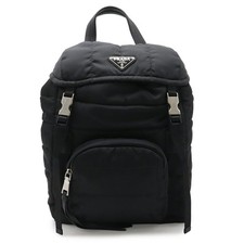 Prada Quilted Nylon Leather Backpack Women Black One Size