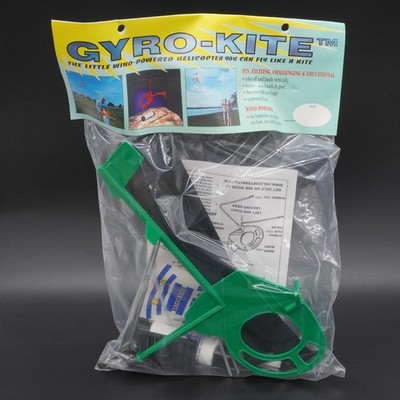 Gyro-Kite Vintage Green 1996 Wind Powered Gyroplane w/ Black Rotors- Sealed NOS
