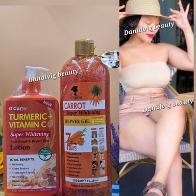O Carly Turmeric + Vit C Whitening Repair Skin Lotion CARROT Shower Gel Original