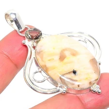 Peanut Wood Jasper Gemstone Handmade 925 Sterling Silver Jewelry Pendant  RM-74