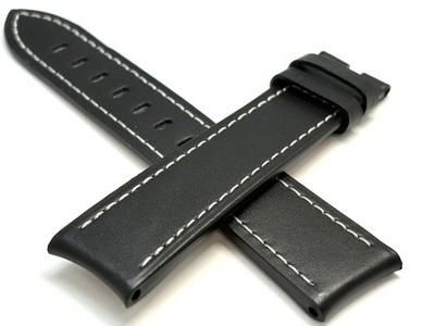OEM GRAHAM Leather Matte Black/White 20mm x 18mm Watch Strap No Buckle NEW
