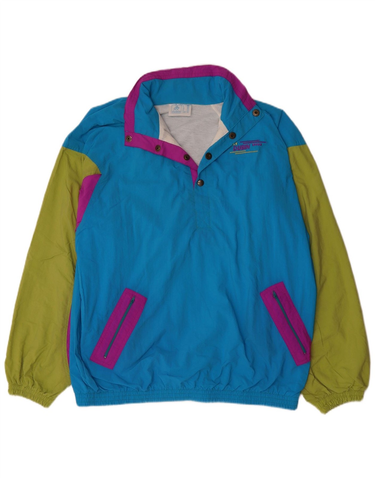 Dubin Mens Pullover Tracksuit Top Jacket IT 52 Large Blue Colourblock DS18