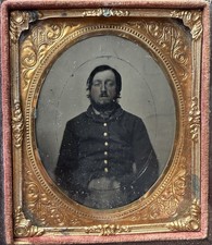 Civil War 1/6 Tintype Photo Of A Seated Soldier