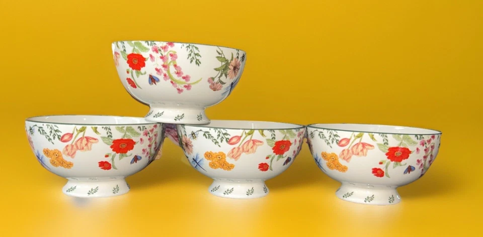 Four New Anthropologie “Eden” Wildflower Cereal Bowls 6” tall x 3.75” wide NWT - Image 2 of 4