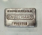 Vintage Engelhard 999+ Fine Silver Bar 10 oz - Free Shipping