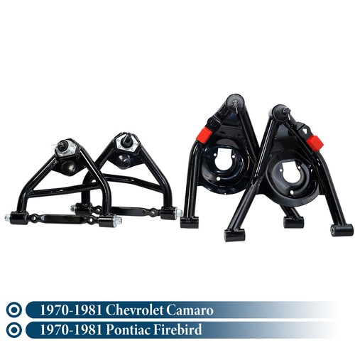 Juego de brazos de control superior e inferior tubular para 70-81 Chevy Camaro negro C21038/C21037 - Imagen 2 de 9