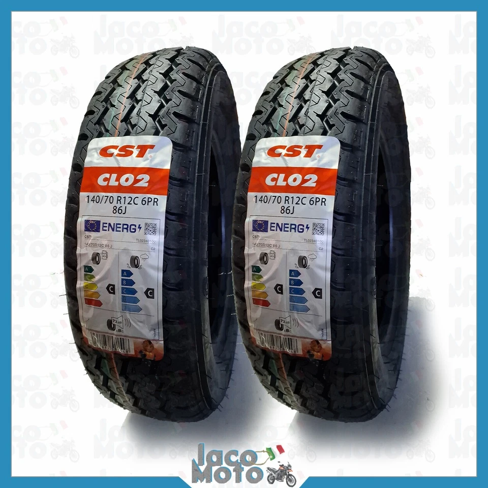 Coppia 2 Copertoni Gomme Pneumatici PIAGGIO APE POKER 140 70 R12 86J CST 8PR