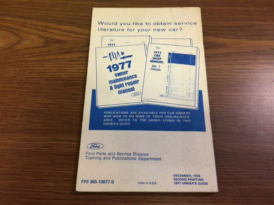 1977 Ford Maverick Car Owner's Manual + Ownercard with Vin Plate + Maintenance  - Image 4 of 4